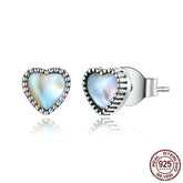 925 Sterling Silver Glass Heart Mini Stud Earrings Charm Jewelry ECJWOS40 - Touchy Style .