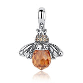 925 Sterling Silver Lovely Orange Bee Pendants Necklace Charm Jewelry - Touchy Style