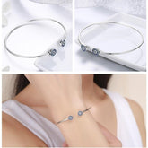 925 Sterling Silver Lucky Blue Eyes Bangle & Bracelet Charm Jewelry 