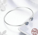 925 Sterling Silver Lucky Blue Eyes Bangle & Bracelet Charm Jewelry 