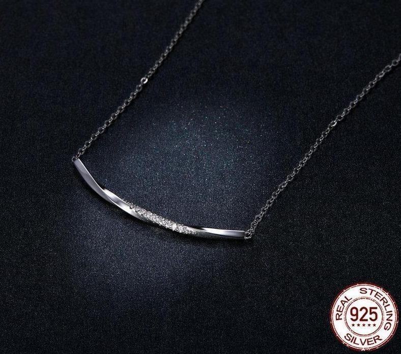 925 Sterling Silver Necklaces Charm Jewelry Clear Wave BSN130 - Touchy Style