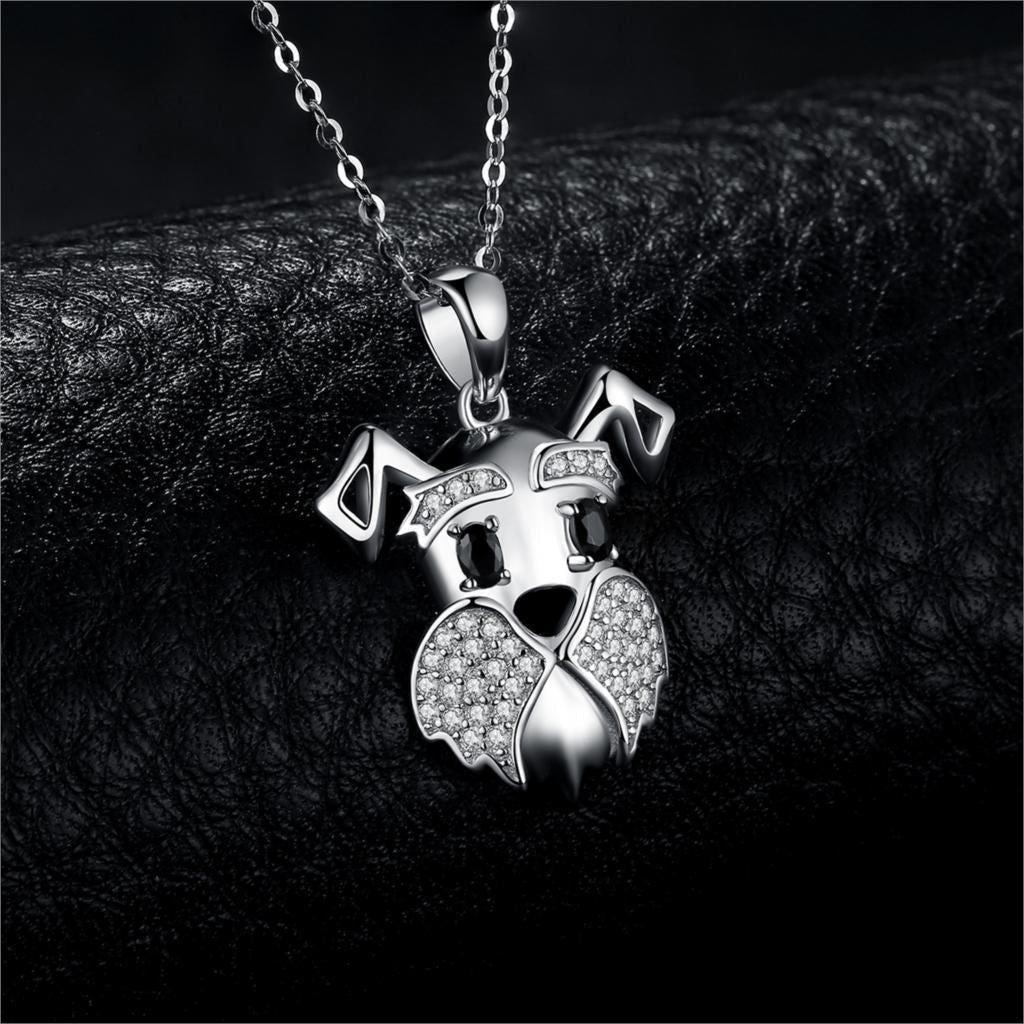 925 Sterling Silver Pendant Charm Jewelry JPOS0327 Schnauzer Dog Pattern Without Chain - Touchy Style