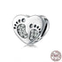 925 Sterling Silver Pendent Charm Jewelry Footprints Heart 