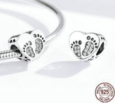 925 Sterling Silver Pendent Charm Jewelry Footprints Heart 