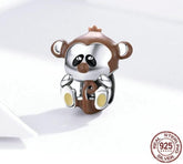 925 Sterling Silver Pendent Charm Jewelry Lovely Monkey 