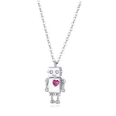 925 Sterling Silver Robot Lover Necklaces Charm Jewelry BOS38 - Touchy Style .