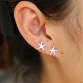 925 Sterling Silver Sea Star Stud Earrings Charm Jewelry - Touchy Style .