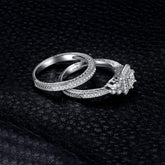 925 Sterling Silver Simulated Diamond Finger Rings Charm Jewelry Set JOS1154 - Touchy Style .