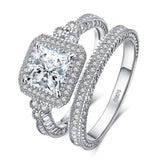 925 Sterling Silver Simulated Diamond Finger Rings Charm Jewelry Set JOS1154 - Touchy Style .