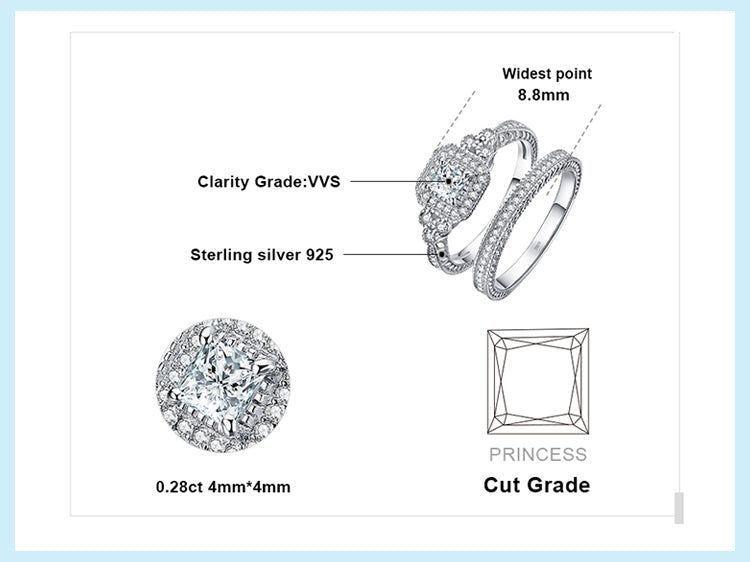 925 Sterling Silver Simulated Diamond Finger Rings Charm Jewelry Set JOS1154 - Touchy Style