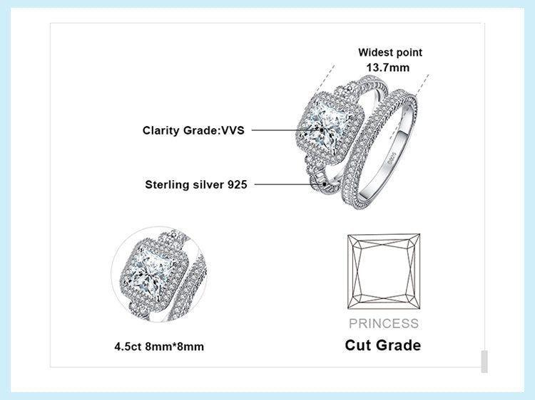 925 Sterling Silver Simulated Diamond Finger Rings Charm Jewelry Set JOS1154 - Touchy Style