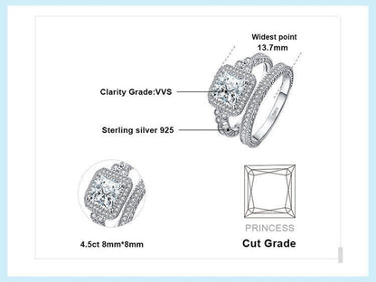 925 Sterling Silver Simulated Diamond Finger Rings Charm Jewelry Set JOS1154 - Touchy Style