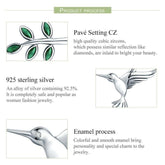 925 Sterling Silver Spring Bird & Tree Pendant Necklace Charm Jewelry - Touchy Style .