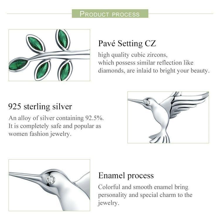 925 Sterling Silver Spring Bird &amp; Tree Pendant Necklace Charm Jewelry - Touchy Style