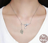 925 Sterling Silver Spring Bird & Tree Pendant Necklace Charm Jewelry - Touchy Style .