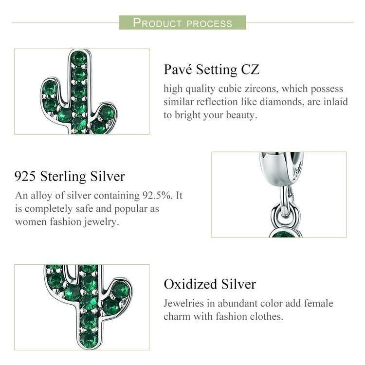 925 Sterling Silver Strong Cactus Pendant Charm Jewelry Without Chain - Touchy Style