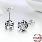 925 Sterling Silver Stud Earrings Charm Jewelry ECJWOS08 Delicate Crown - Touchy Style .