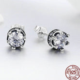 925 Sterling Silver Stud Earrings Charm Jewelry ECJWOS08 Delicate Crown - Touchy Style .