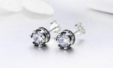 925 Sterling Silver Stud Earrings Charm Jewelry ECJWOS08 Delicate Crown - Touchy Style .