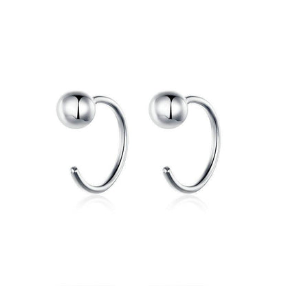 925 Sterling Silver Tiny Hoop Earrings Charm Jewelry - SCE782 - Touchy Style