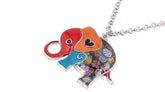 Acrylic An Elephant Cartoon Pattern Necklace Charm Jewelry BJS1146 - Touchy Style .