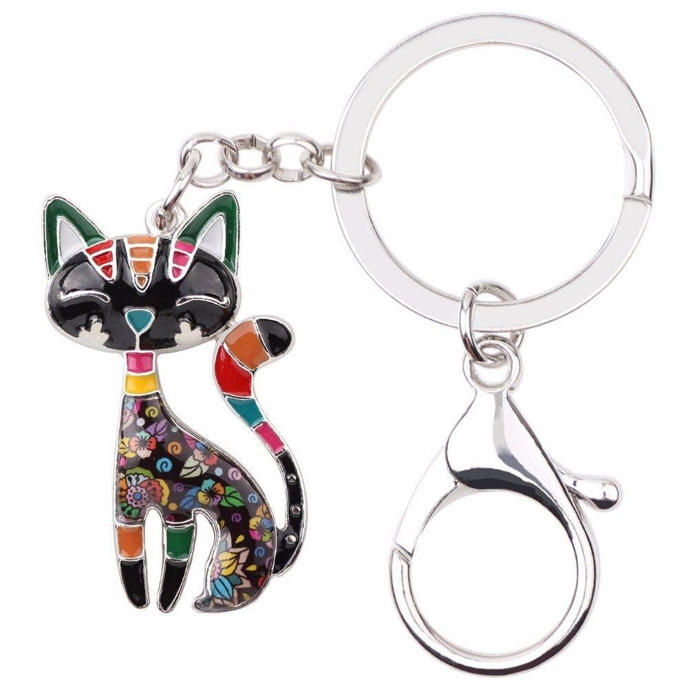 Acrylic Cat Kitten Pattern Unique Key Chain BOS1152 - Touchy Style