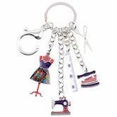 Acrylic Machine Scissor Pattern Sewing Tools Unique Key Chain BOS0123 - Touchy Style