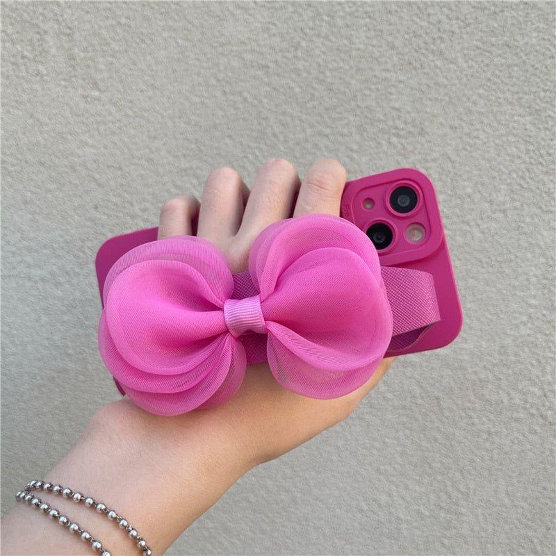 Adorable Bowknot Wrist Strap Holder Phone Cases for iPhone 13, 12, 14, 14 Pro, 11 Pro Max, X, XR, XS - Touchy Style