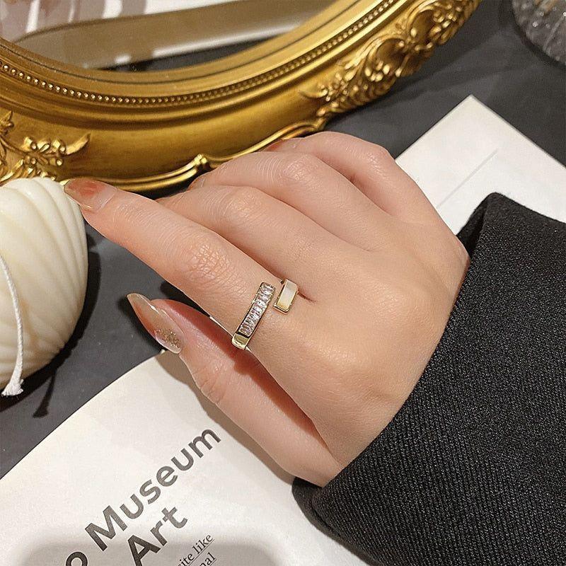 Advanced Zircon Shell Cross Golden Finger Rings Charm Jewelry RCJTXY20 - Touchy Style