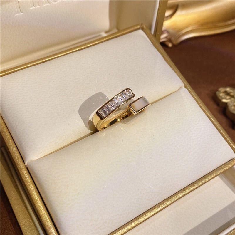 Advanced Zircon Shell Cross Golden Finger Rings Charm Jewelry RCJTXY20 - Touchy Style