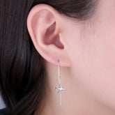 Airplane 925 Sterling Silver Long Earrings Charm Jewelry JOS0126 - Touchy Style .