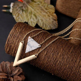 Artificial Marble Triangle Pendant Multi-Layer Necklaces Charm Jewelry KMOS0400 - Touchy Style