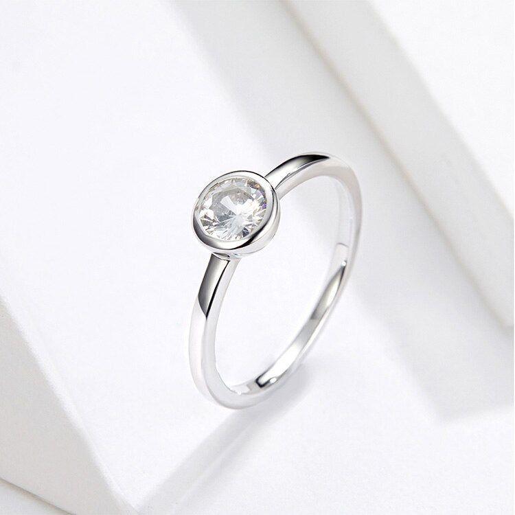 Basic Clear Zirconia Finger Ring Charm Jewelry 925 Sterling Silver RCJRTY53 - Touchy Style