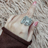 Big Hollow Weave Shaped Finger Rings Charm Jewelry - Touchy Style