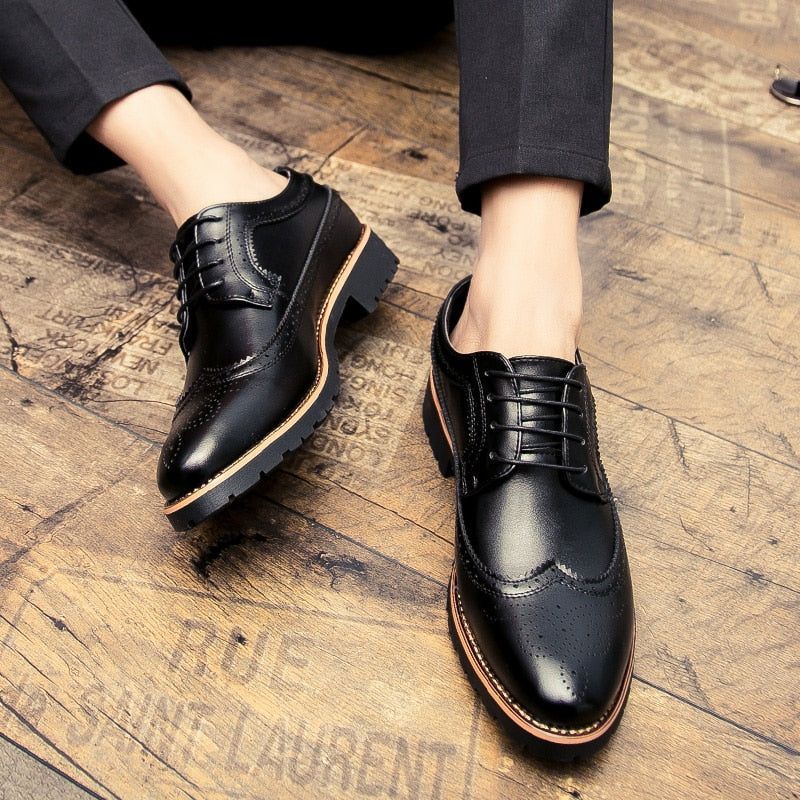  Men's Dress Shoes Fashion Leather Shoes Men Black Wedding  Oxford Shoes for Men's Breathable Pointed Toe Formal Footwear (Color :  Black, Shoe Size : 6)