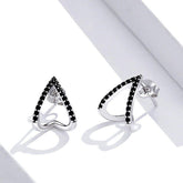 Black Geometry 925 Sterling Silver Stud Earrings Charm Jewelry ECJBOS55 - Touchy Style .