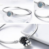 Blue Eyes Clear Heart Bangle & Bracelet Charm Jewelry - SCB012 - Touchy Style