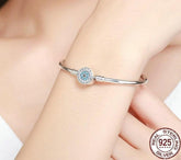 Blue Eyes Clear Heart Bangle & Bracelet Charm Jewelry - SCB012 - Touchy Style