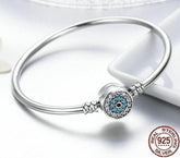 Blue Eyes Clear Heart Bangle & Bracelet Charm Jewelry - SCB012 - Touchy Style