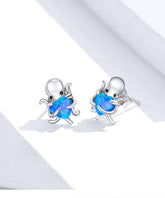 Blue Octopus Heart 925 Sterling Silver Stud Earrings Charm Jewelry BOS1228 - Touchy Style .