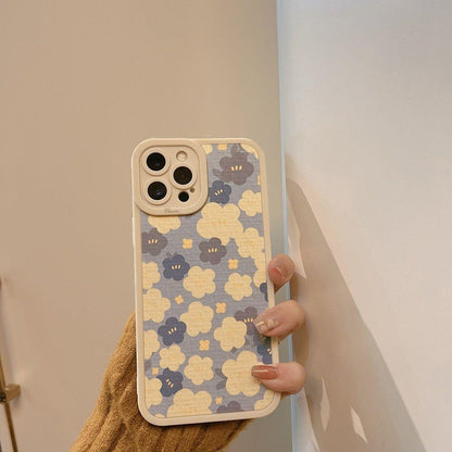 Blue Oil Painting Flowers Cute Phone Cases For iPhone 11 12 13 Pro XS Max X XR 7 8 Plus Se 2 - Touchy Style