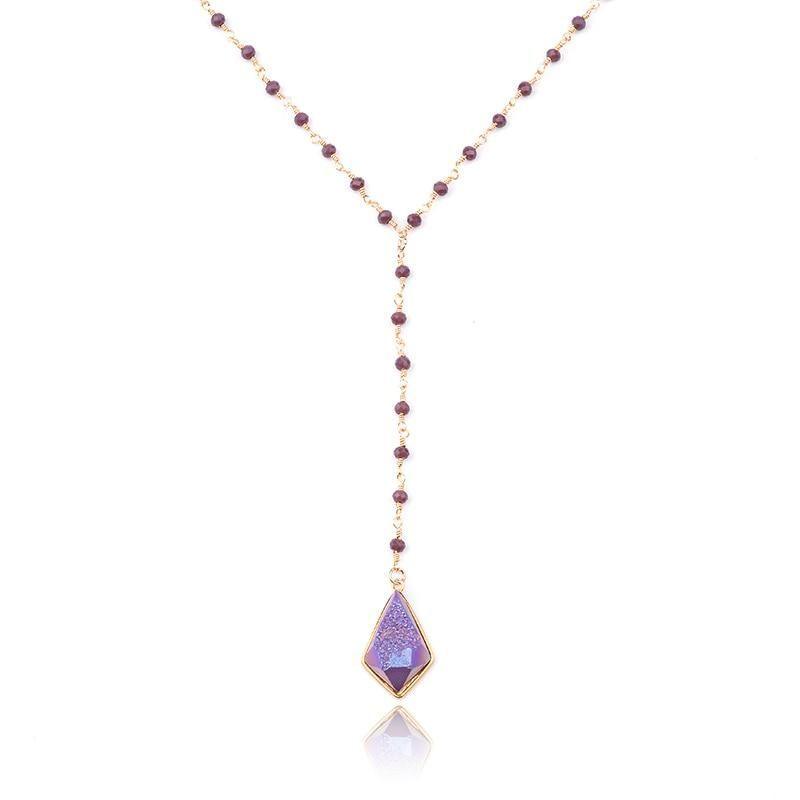 Bohemia Purple Crystal NKS211 Long Necklaces Charm Jewelry - Touchy Style