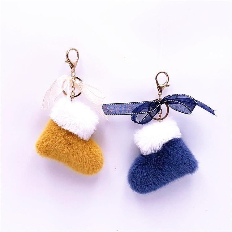 Boots Unique Keychains - Cute Bow Pendant - Cartoon Plush Ring - Touchy Style