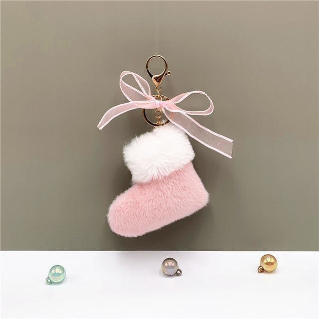 Boots Unique Keychains - Cute Bow Pendant - Cartoon Plush Ring - Touchy Style