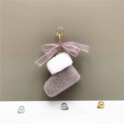 Boots Unique Keychains - Cute Bow Pendant - Cartoon Plush Ring - Touchy Style