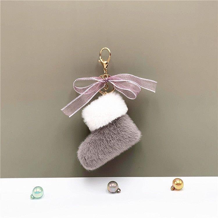 Boots Unique Keychains - Cute Bow Pendant - Cartoon Plush Ring - Touchy Style