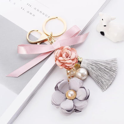 Bowknot Flower Pearl Unique Key Chain - C4961 - Touchy Style