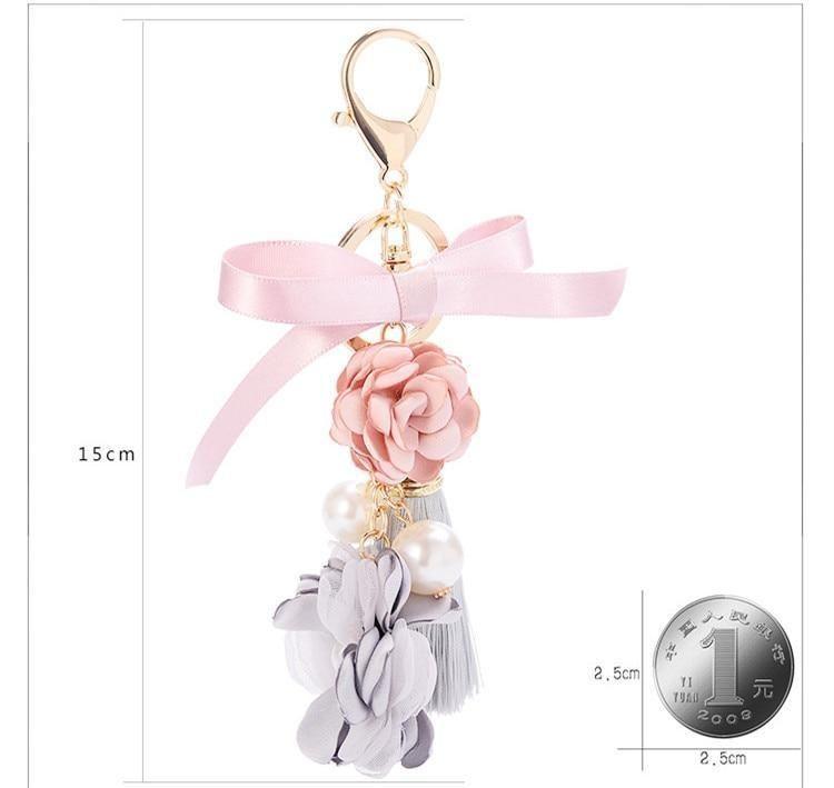 Bowknot Flower Pearl Unique Key Chain - C4961 - Touchy Style