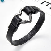 Bracelet Charm Jewelry 2021 Trendy Heart Shape Clasp Gold Metal Black Leather - Touchy Style .