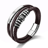 Bracelet Charm Jewelry 2021 woven Multi-layer Accessory Stainless Steel Leather Bracelet For Unisex - Touchy Style .